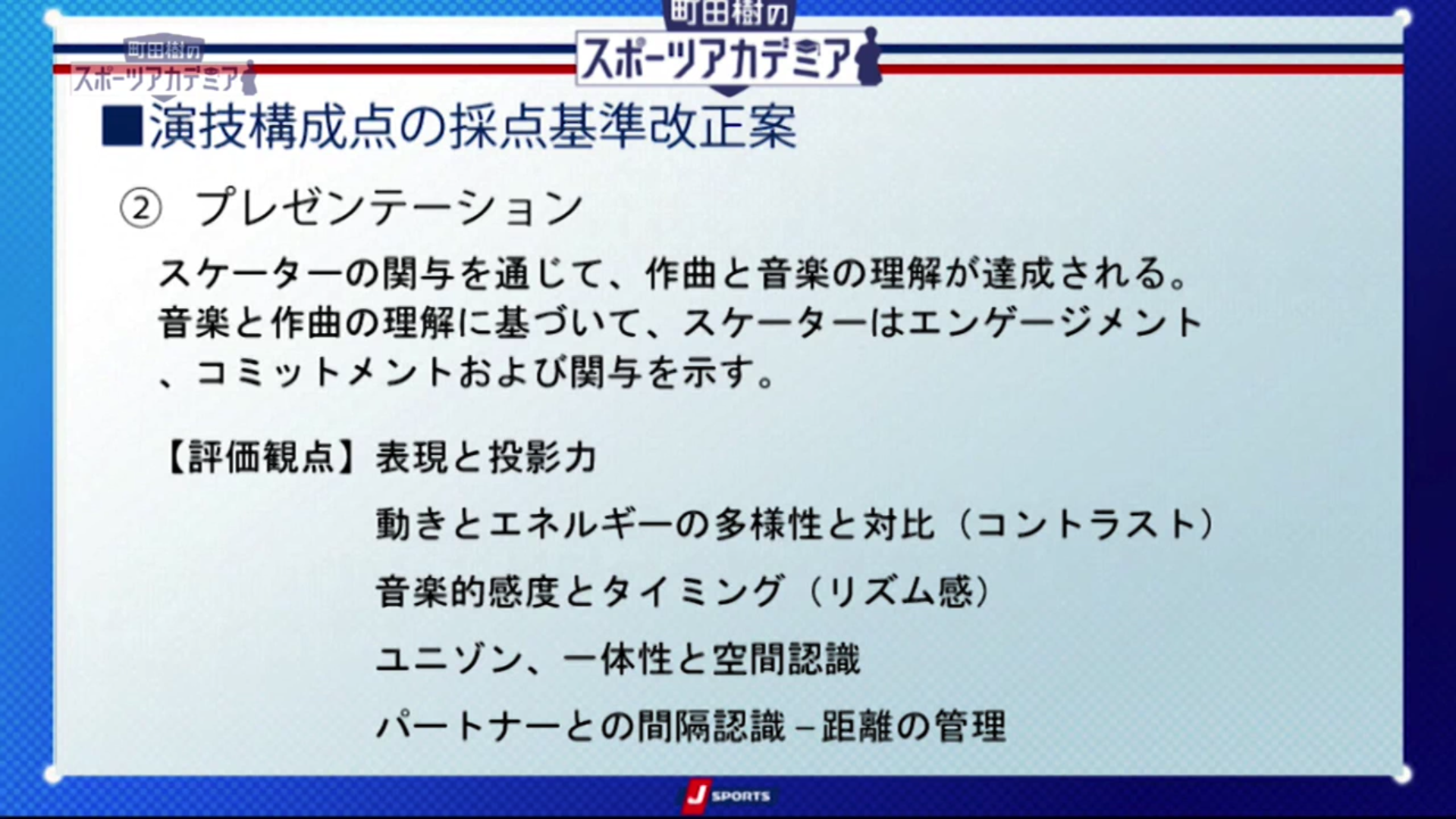 演技構成点の採点基準改正案 ②プレゼンテーション