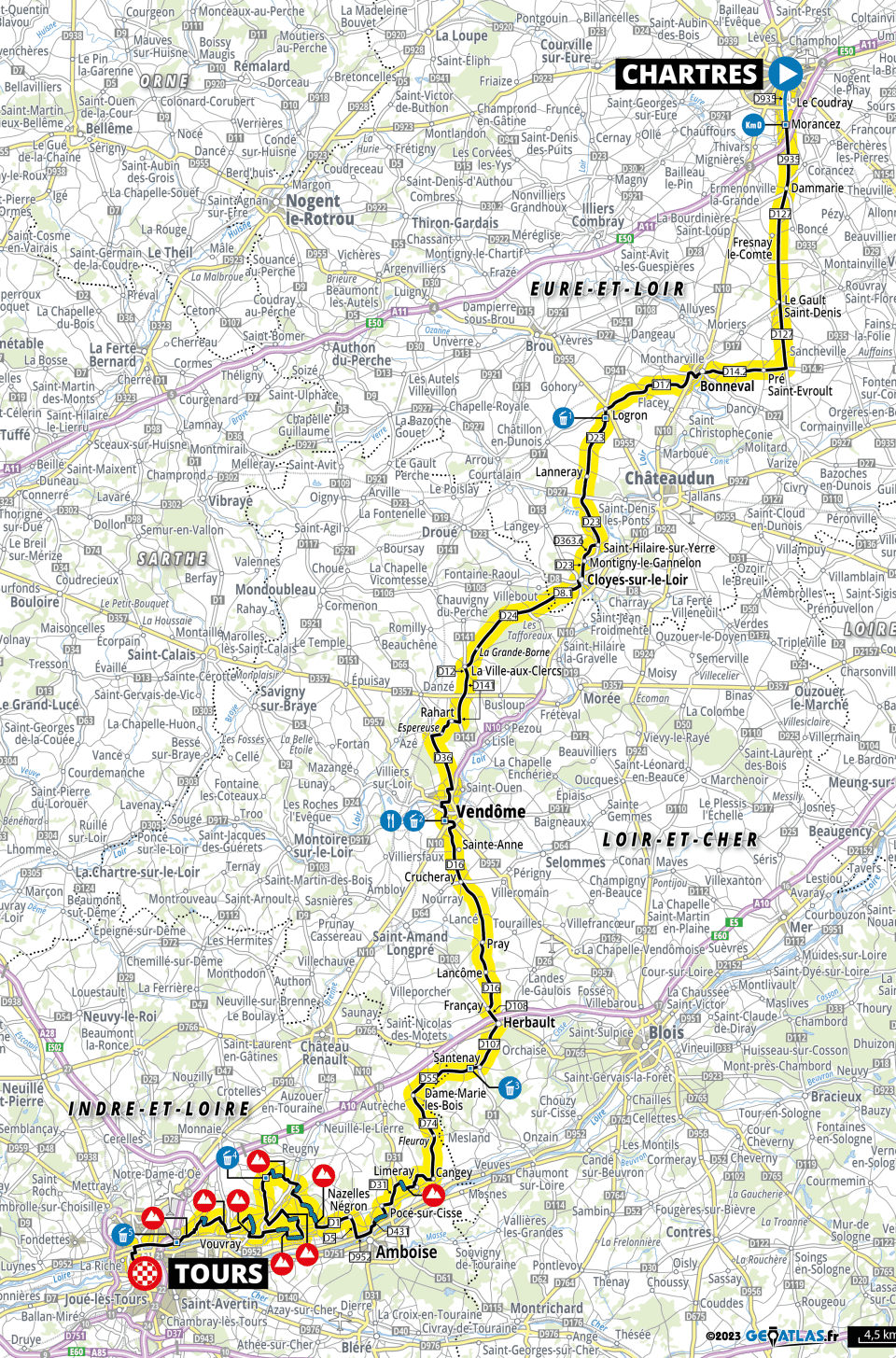 パリ〜トゥール コースマップ
