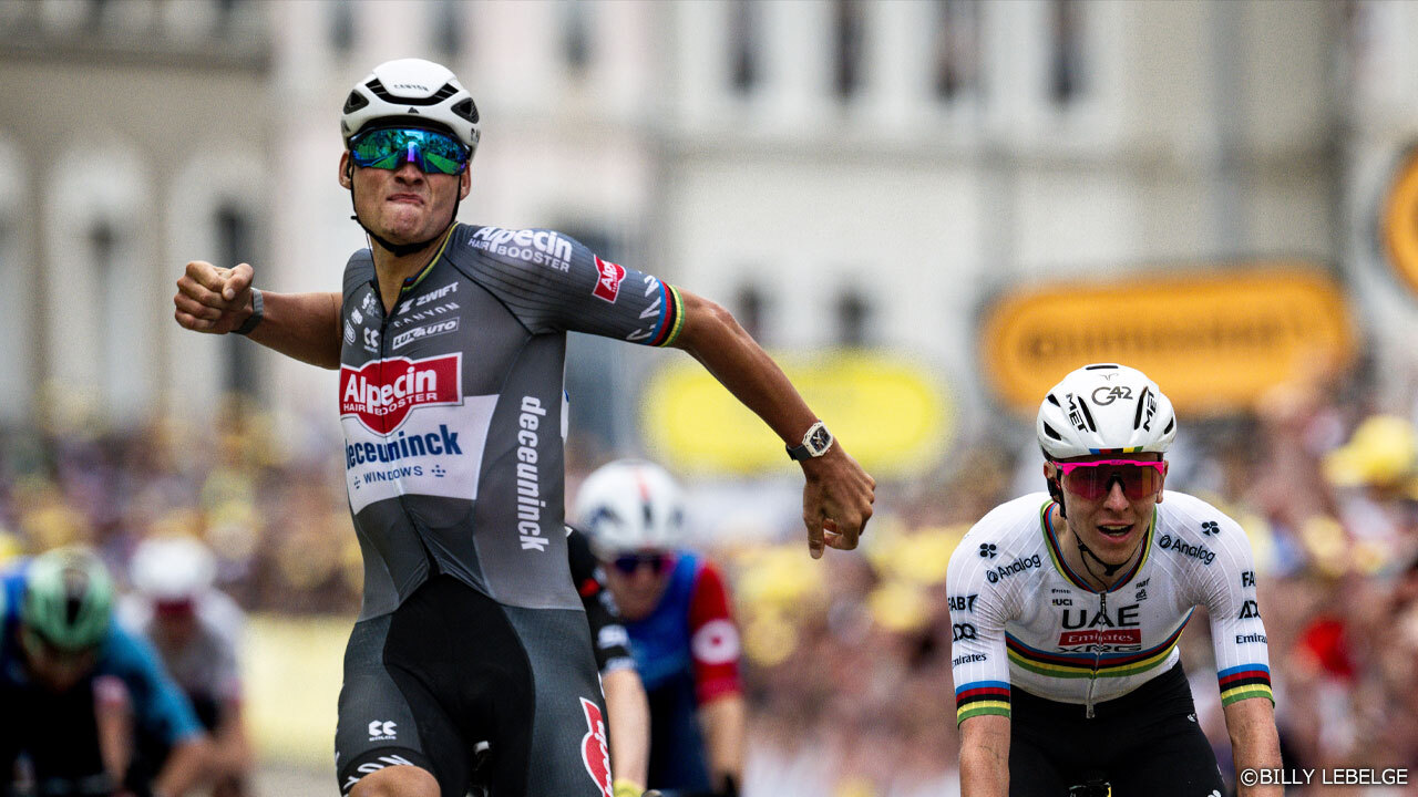 激闘の第2ステージ、なだれ込むような上りスプリントは、ファンデルプールが勝利